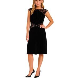 Tadashi Shoji Black Lace Midi Cocktail Dress Women’s Size XL fits like M/L